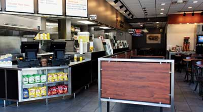 inside of a Penn Station restaurant